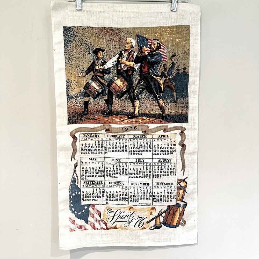 Spirit‎ of '76 Calendar Towel Tapestry 1976 Vintage Soldiers Marching By Kay Dee